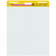 Post-it&reg; Self-Stick Easel Pad Value Pack - 30 Sheets - Stapled - Feint Front Ruling - Blue Margin - 18.50 lb Basis Weight - 25" x 30" Sheet Size - White Paper - Cardboard Cover - Self-adhesive, Re