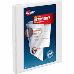 Avery&reg; Heavy-duty Nonstick View Binder - 1/2" Binder Capacity - Letter - 8 1/2" x 11" Sheet Size - 120 Sheet Capacity - 3 Ring - Fastener: Slant D-Ring - Pocket: 4, Internal - Poly - White - Recyc