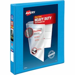 Avery&reg; Heavy-duty Nonstick View Binder - 1" Binder Capacity - Letter - 8 1/2" x 11" Sheet Size - 220 Sheet Capacity - 3 Ring - Fastener: Slant D-Ring - Pocket: 4, Internal - Poly - Light Blue - Re