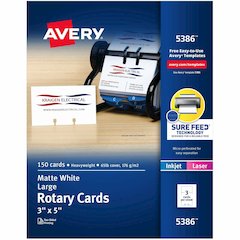 Avery&reg; Uncoated 2-side Printing Rotary Cards - 97 Brightness - Index Card - 3" x 5" - 65 lb Basis Weight - 176 g/m² Grammage - Matte - Perforated, Heavyweight, Double-sided, Printable, Micro 