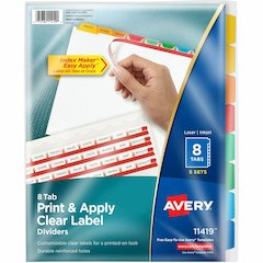 Avery&reg; Index Maker Index Divider - 40 x Divider(s) - 8 Tab(s) - 8 - 8 Tab(s)/Set - 8.5" Divider Width x 11" Divider Length - 3 Hole Punched - White Paper Divider - Multicolor Paper Tab(s) - Custom