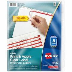 Avery&reg; Print & Apply Clear Label Dividers - Index Maker Easy Peel Printable Labels - 8 Blank Tab(s) - 8 Tab(s)/Set - 8.5" Divider Width x 11" Divider Length - Letter - White Divider - White Tab(s)