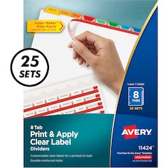 Avery&reg; Index Maker Index Divider - 200 x Divider(s) - 8 - 8 Tab(s)/Set - 8.5" Divider Width x 11" Divider Length - 3 Hole Punched - White Paper Divider - Multicolor Paper Tab(s) - 1 Box