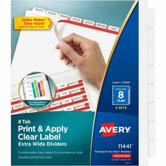 Avery&reg; Index Maker Index Divider - 40 x Divider(s) - 8 Print-on Tab(s) - 8 - 8 Tab(s)/Set - 9.3" Divider Width x 11.25" Divider Length - 3 Hole Punched - White Paper Divider - White Paper Tab(s) -