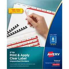 Avery&reg; Print & Apply Label Unpunched Dividers - Index Maker Easy Apply Label Strip - 200 x Divider(s) - 8 Blank Tab(s) - 8 Tab(s)/Set - 8.5" Divider Width x 11" Divider Length - Letter - White Pap