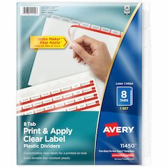 Avery&reg; Index Maker Index Divider - 8 x Divider(s) - Print-on Tab(s) - 8 - 8 Tab(s)/Set - 8.5" Divider Width x 11" Divider Length - 3 Hole Punched - Translucent Plastic Divider - Frosted Clear Plas