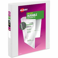 Avery&reg; Durable View 3 Ring Binder - 1" Binder Capacity - Letter - 8 1/2" x 11" Sheet Size - 220 Sheet Capacity - 250 Ring - Fastener: Slant Ring - Pocket: 2, Internal - Polypropylene - White - Rec