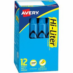 Avery&reg; Hi-Liter, Desk-Style, Fluorescent Blue, 12 Count (24016) - Fluorescent Blue Ink - Water Based - Classroom, Office, School, Home, Planner - 12