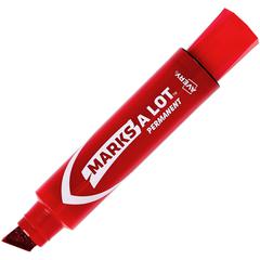 Avery&reg; Marks A Lot Marks A Lot, Permanent Markers, Jumbo Desk-Style, 12 Red (24147) - Red Ink - Red Barrel - Plastic, Metal, Classroom, Office - 12