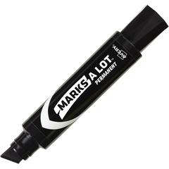 Avery&reg; Marks A Lot Marks A Lot Permanent Markers, Jumbo Desk-Style, 12 Black (24148) - Black Ink - Black Barrel - Metal, Plastic, Classroom, Office, Warehouse - 12