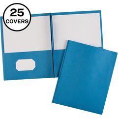 Avery&reg; Letter Report Cover - 8 1/2" x 11" - 70 Sheet Capacity - 3 x Prong Fastener(s) - 1/2" Fastener Capacity for Folder - 2 Internal Pocket(s) - Embossed Paper - Light Blue - 25 / Box