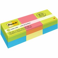 Post-it&reg; Notes Cube - 1200 - 2" Flag/Note Width x 2" Flag/Note Length - Square - 400 Sheets per Pad - Unruled - Acid Lime, Limeade, Blue Paradise, Guava, Vital Orange, Canary Yellow - Paper - Repo
