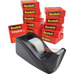 Scotch Transparent Tape and Scotch C60 Dispenser - 27.78 yd Length x 0.75" Width - 1" Core - Clear - Dispenser Included - Desktop Dispenser - Moisture Resistant, Stain Resistant, Long Lasting - For Mu