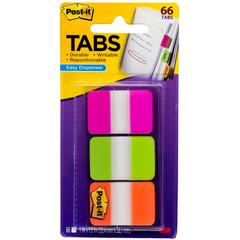 Post-it&reg; Durable Tabs - 1.50" Tab Height x 1" Tab Width - Removable - Pink, Purple, Orange, Semi-transparent Tab(s) - Wear Resistant, Tear Resistant, Durable, Repositionable, Writable, Removable, 