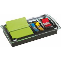 Post-it&reg; Dispenser Notes and Flag Dispenser - 3" x 3" Note, 1" Flag - 100 Note Capacity - 50 Flag Capacity - Translucent, Black