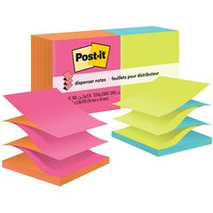 Post-it&reg; Dispenser Notes - 1200 - 3" x 3" - Square - 100 Sheets per Pad - Unruled - Power Pink, Vital Orange, Acid Lime, Aqua Splash - Paper - Refillable, Pop-up, Self-adhesive, Repositionable - 1