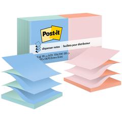 Post-it&reg; Dispenser Notes - Alternating Pastel Colors - 1200 - 3" x 3" - Square - 100 Sheets per Pad - Unruled - Fresh Mint, Canary Yellow, Pink Salt, Papaya Fizz - Paper - Refillable, Pop-up, Self