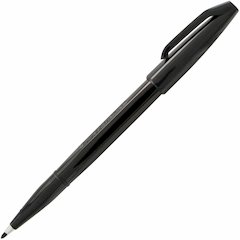 Pentel Fiber-tipped Sign Pens - Black Ink - Water Based - Black Barrel - Fiber Tip - 1 Dozen