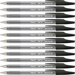 Pilot Better BP-S Ball Stick Pens - Medium Pen Point - 1 mm Pen Point Size - Refillable - Black - Crystal, Clear Barrel - Stainless Steel Tip - 1 Dozen
