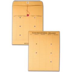 Quality Park 10 x 13 Inter-Departmental Envelopes - Inter-department - 10" Width x 13" Length - 28 lb - String/Button - Brown Kraft - Kraft - 100 / Box