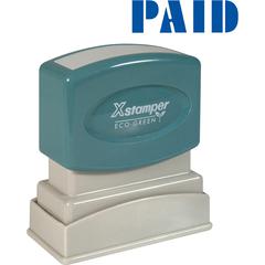 Xstamper Blue PAID Title Stamp - Message Stamp - "PAID" - 0.50" Impression Width x 1.62" Impression Length - 100000 Impression(s) - Blue - Recycled - 1 Each