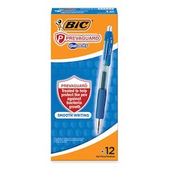 PrevaGuard Gel-ocity Retractable Gel Pen, Medium 0.7 mm, Blue Ink, Clear/Blue Barrel, Dozen