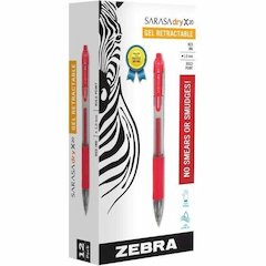 Zebra SARASA dry X20 Retractable Gel Pen - Refillable - Retractable - Red Ink - Pigment-based - Translucent Barrel - 1 Dozen