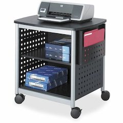 Safco Scoot Desk Side Hole Pattern Printer Stand - 200 lb Load Capacity - 3 x Shelf(ves) - 26.50" Height x 26.50" Width x 20.50" Depth - Floor - Laminate, Powder Coated - Steel - Black, Silver