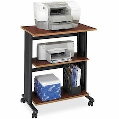 Safco Muv Three Level Adjustable Printer Stand - 175 lb Load Capacity - 3 x Shelf(ves) - 35" Height x 29.50" Width x 20" Depth - Floor - Laminate - Steel, Wood, Melamine, Polyvinyl Chloride (PVC) - Ch