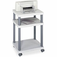 Safco Economy Desk Side Printer/Fax Stand - 100 lb Load Capacity - 2 x Shelf(ves) - 29.25" Height x 20" Width x 17.50" Depth - Floor - Plastic - Light Gray - Durable
