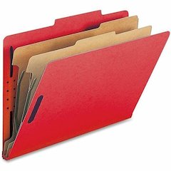 Nature Saver Legal Recycled Classification Folder - 8 1/2" x 14" - 2" for Folder - 2 Divider - 25 pt. - Bright Red - 100% Recycled - 10 / Box