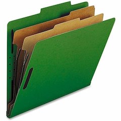Nature Saver Letter Recycled Classification Folder - 8 1/2" x 11" - 2" for Folder - 2 Divider - 25 pt. - Green - 100% Recycled - 10 / Box