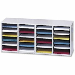 Safco Adjustable Shelves Literature Organizers - 24 Compartment(s) - Compartment Size : 2.50" x 9" x 11.50" - 16.37" Height x 39.37" Width x 11.75" Depth - Gray - Wood - 1 Each
