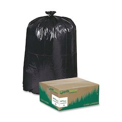 Earthsense Reclaim Heavy-Duty Recycled Can Liners - Extra Large Size - 60 gal Capacity - 58" Length x 38" Width x 1.25 mil (32 Micron) Thickness - Low Density - Black - Plastic - Recycled - 100 / Cart