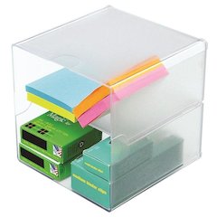 Deflecto Stackable Cube Organizer - 2 Compartment(s) - 6" Height x 6" Width x 6" DepthDesktop - Stackable - Clear - Plastic - 1 Each