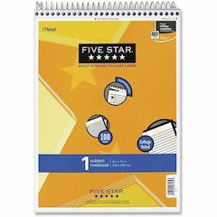 Mead 1-Subject Notepad - 100 Sheets - Wire Bound - 8 1/2" x 11" - White Paper - Assorted Laminated Plastic Cover - Perforated - 1 Each