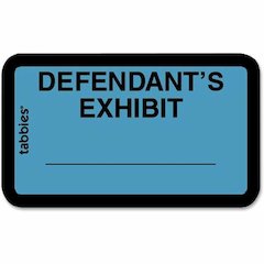 Tabbies Defendant's Exhibit Legal File Labels - 1 5/8" Width x 1" Length - Blue - 252 / Pack
