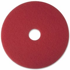 3M Red Buffer Pads - 20" Diameter - Polyester Fiber - Red - 5 / Carton