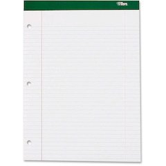 TOPS Double Docket Writing Tablet - Letter - Stapled/Glued - 0.34" Ruled - 16 lb Basis Weight - Letter - 8 1/2" x 11 3/4" Sheet Size - White Paper - Perforated - 1 / Pad