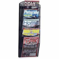 Safco 5-Pocket Onyx Mesh Literature Organizer - 5 Pocket(s) - 28.33" Height x 10.25" Width x 3.50" Depth - Wall Mountable - Powder Coated - Black - Steel - 1 Each