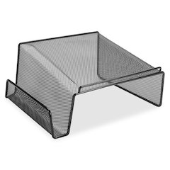 Lorell Mesh Wire Angled Height Mesh Phone Stand - 11.1" Height x 10.1" Width x 5.3" Depth - Steel - Black - 1 Each