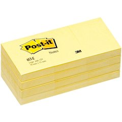 Post-it&reg; Notes Original Notepads - 1 3/8" Flag/Note Width x 1 7/8" Flag/Note Length - Rectangle - 100 Sheets per Pad - Unruled - Canary Yellow - Paper - Self-adhesive, Repositionable - 12/Pack - 2