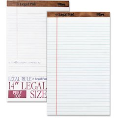 TOPS The Legal Pad Writing Pad - 50 Sheets - Double Stitched - 0.34" Ruled - 16 lb Basis Weight - Legal - 8 1/2" x 14" Sheet Size - White Paper - Chipboard Cover - Perforated, Hard Cover, Removable - 