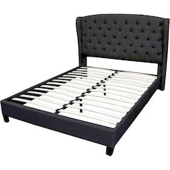 Frances Solid Wood/Fabric Upholstry Cal King Platform Bed - Black