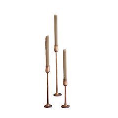Set Of Three Metal Taper Candle Holders - Antique Brass #1