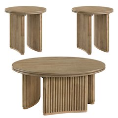 Adina 3-piece Round Coffee Table Set Distressed Light Brown