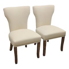 Transitional Jill Side Chair In Ivory Weave Fabric 2-Piece Set
