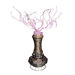20"H Copper Tree Wire Table Lamp W/ Pink Led
