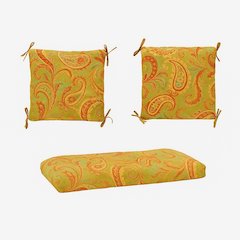 Set of Three Outdoor Spun Polyester Settee Cushion Set