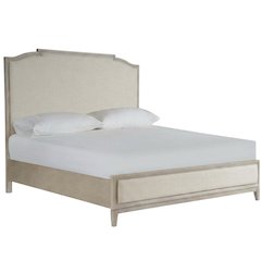 King-sized Panel Bed in Rolling Fog Gray with Distressed Finish